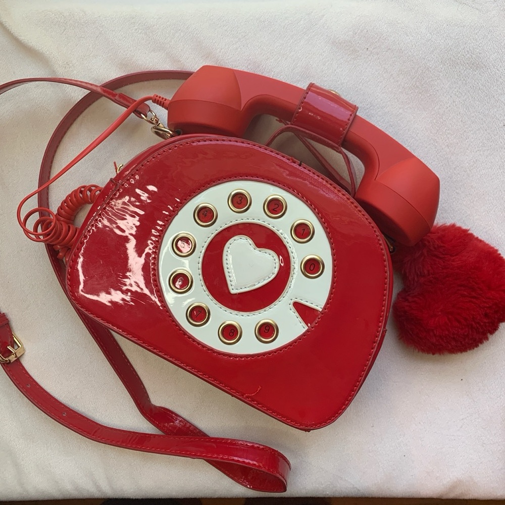 Accessorize Red and White Telephone Crossbody Bag
